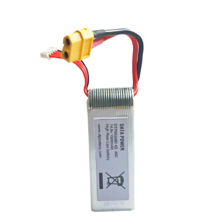 14.8V ড্রোন পাওয়ার মডিউল 1500mAh 40c ড্রোন লিথিয়াম ব্যাটারি Dtp 653480-4s 1