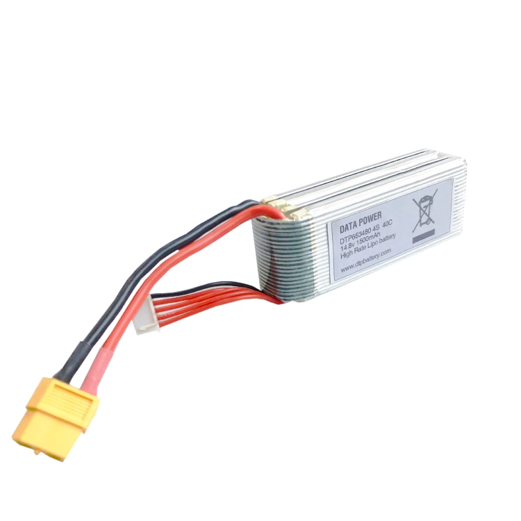 14.8V ড্রোন পাওয়ার মডিউল 1500mAh 40c ড্রোন লিথিয়াম ব্যাটারি Dtp 653480-4s 2